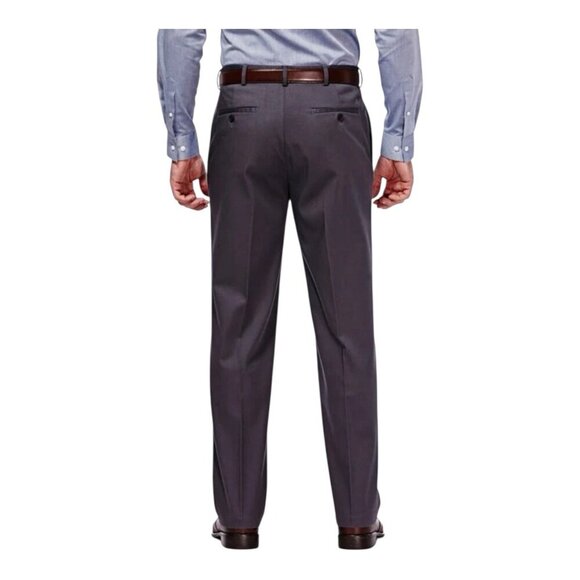Haggar Premium Classic Fit Pants 38W X 34L No Iron Khaki Flat Front Grey HC10884 - Picture 2 of 15